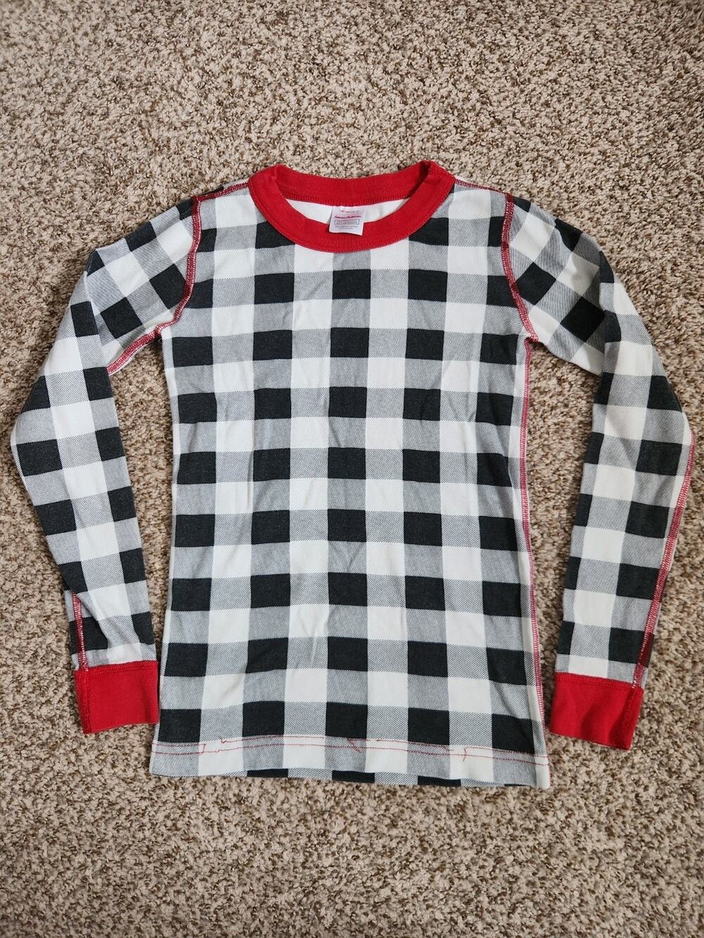 HANNA ANDERSSON Pajama Top Plaid Size 140 cm/10 US Organic Cotton